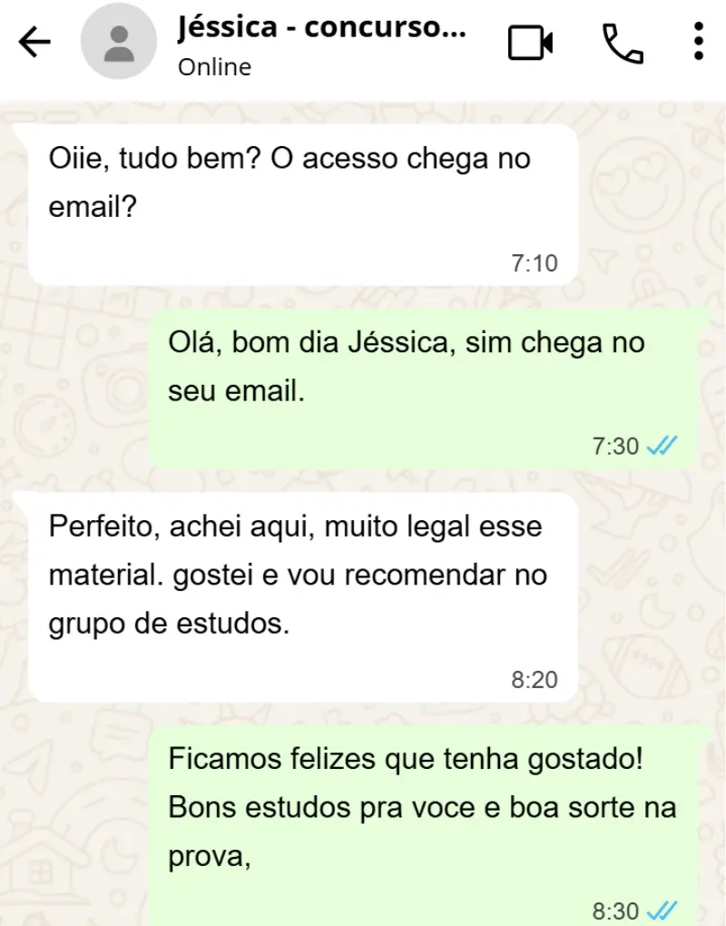 Depoimento em print de conversa