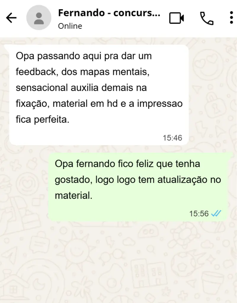 Depoimento em print de conversa