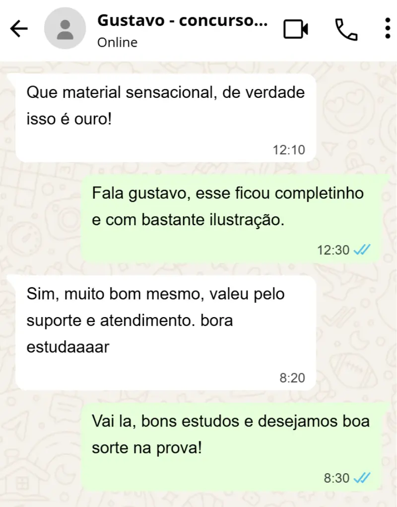 Depoimento em print de conversa